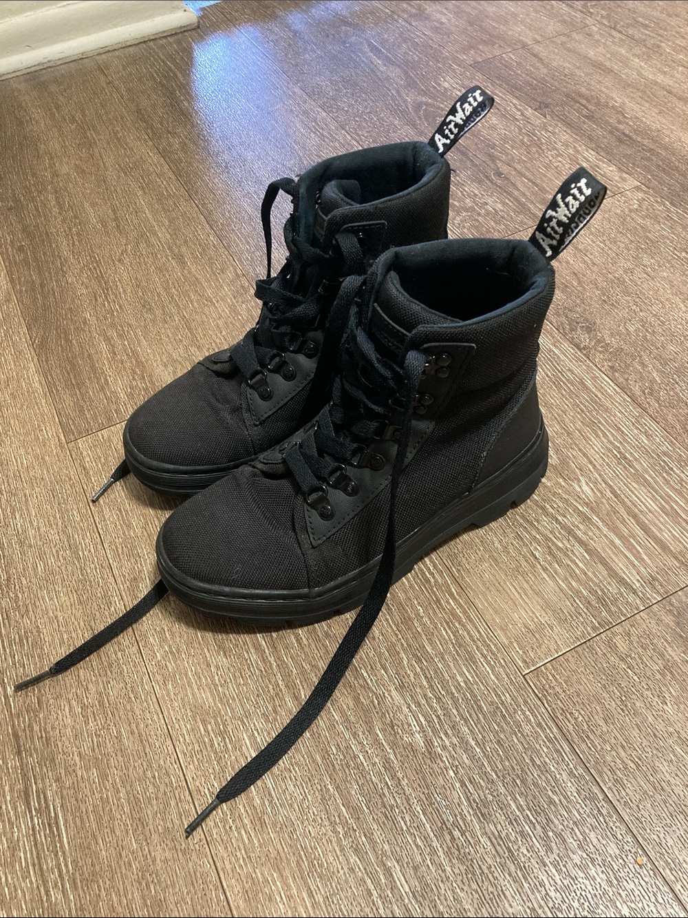 Dr. Martens Black Lace-Up Canvas Combat Boots